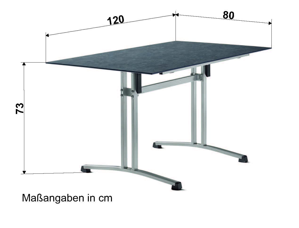 SIEGER Gastro-Tisch mit Säulenklapp-Gestell und Polytec® Platte, Gestell Graphit, Platte Schiefer anthrazit