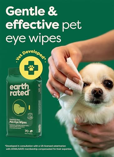 Image of Earth Rated Dog Eye Wipes, Unscented, Removes Dirt & Discharge, 70ct | Vet-Developed, Hypoallergenic Pet Wipes for Dogs & Cats to Remove Dirt & Discharge, Fragrance Free