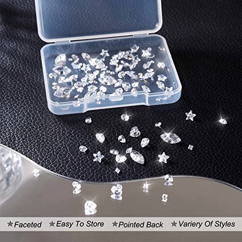 Craftdady 130Pcs Clear Cubic Zirconia Cabochons Faceted Square Oval Heart Diamond Teardrop CZ Rhinestone Cabochons For Jewellery Repairing Making - Image 3