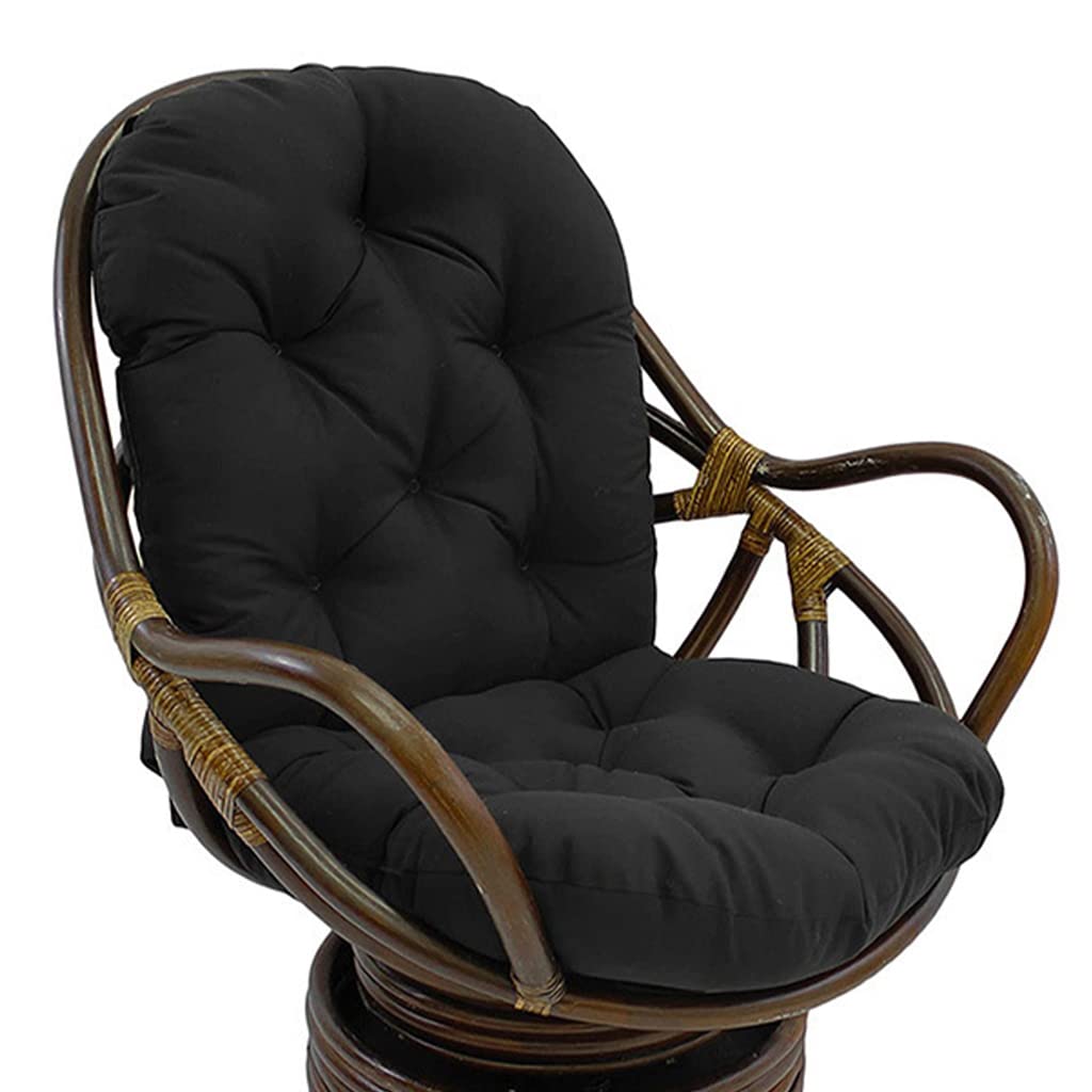 AMZCOM Solid Swivel Rocker Chair Cushion, Rocker Cushions Replacement Outdoor/Indoor, Soft Thicken Washable Solid Twill Swivel Rocker Chair Seat Cushion Pads for Patio Outdoor Egg Chair Cushion,Black