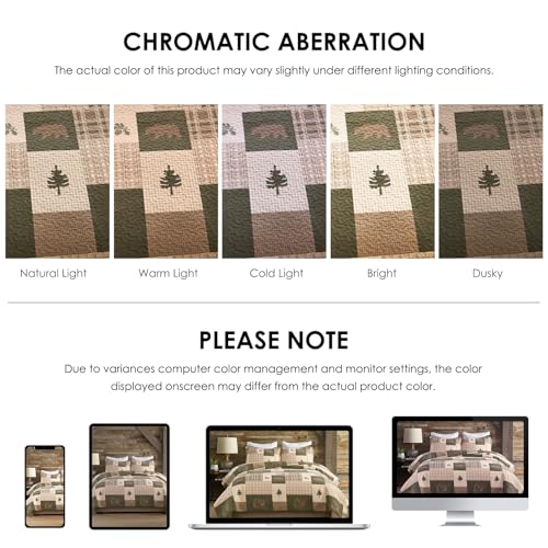 Image of Cabin Plaid Quilt King Size - 100% Cotton Western Bedding Set