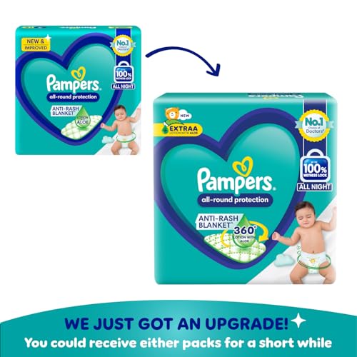 Image of Pampers Complete Skin Comfort Pants, Anti-rash blanket, Lotion with Vitamin E & Aloe Vera, Medium size baby diapers (MD) 44 Count, 7-12 kg