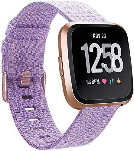 EZCO Bands Compatible with Fitbit Versa/Versa 2 / Versa Lite, Woven Fabric Breathable Watch Strap Quick Release Replacement Wristband Accessories Compatible Versa Smart Watch Women Man