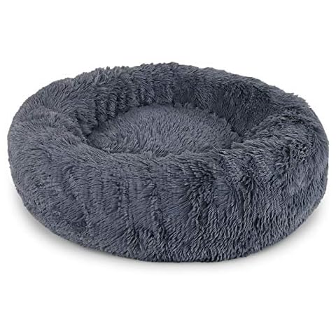 Round dog bed dog sofa donut cat bed pet cushion Ø 80 cm outer diameter dark grey Cover
