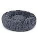 lionto Panier rond pour chien coussin pour chat panier donut Ø 80 cm (XXL) Gris foncé