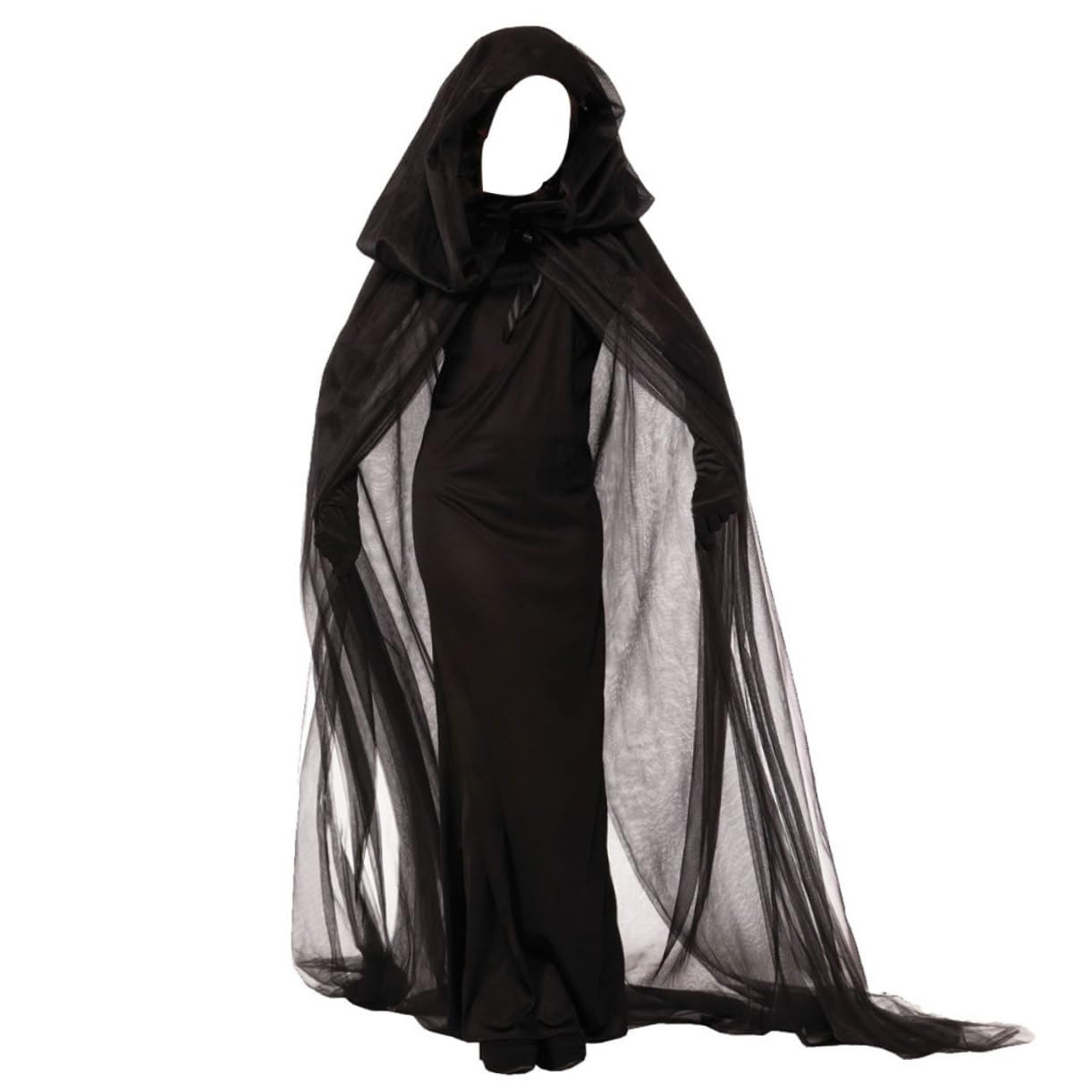 LIFKOME 3 Piezas Disfraz De Bruja Para Mujer Para Actuación Vestido De Bruja Disfraz De Fantasma Vestido Gotico Disfrazada Ropa Gótica Disfraces De Halloween Para Mujeres Black