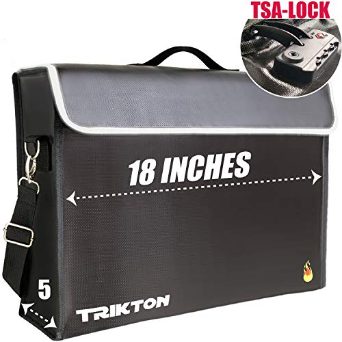 TRIKTON Super Extra Large 18x13x5 Fireproof Document Safe Bag with TSA-Lock, Holds Legal