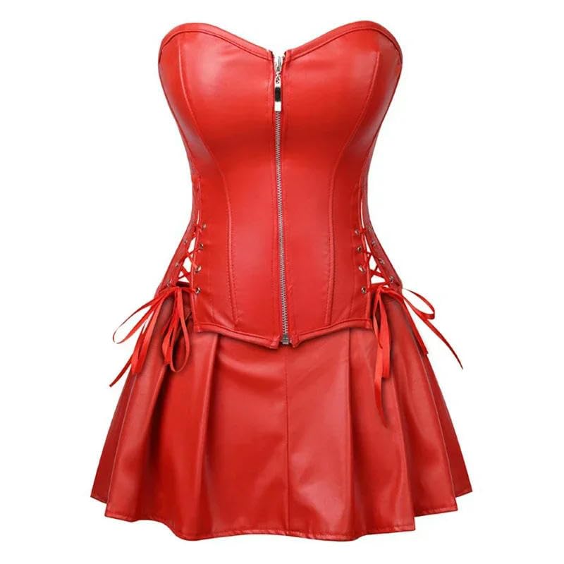Corsetto da Donna Corset Top Women in Pelle Abiti da Corsetto con Cerniera Corsetto Sexy da Donna in Abbigliamento