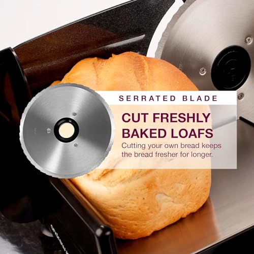 Andrew James Meat Deli Slicer Electric Food Slicer for Bread, Meat, Cheese & Sunday Carvery | Meat Cutting Machine with 3 Interchangeable 19cm Blades | Plastic Pusher, Blade Guard, Non-Slip Feet 150W - Image 6