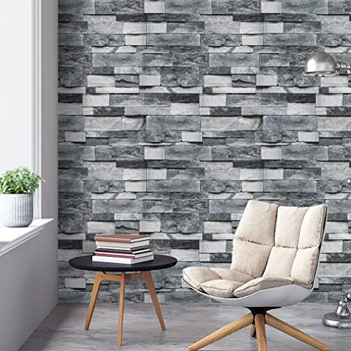 Timeet Grey Brick Wallpaper Peel and Stick Wallpaper Stone Wallpa...