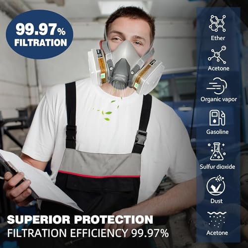 Image of Serplex 2 Set Reusable Respirator Mask 6200 Half Face Gas Filters