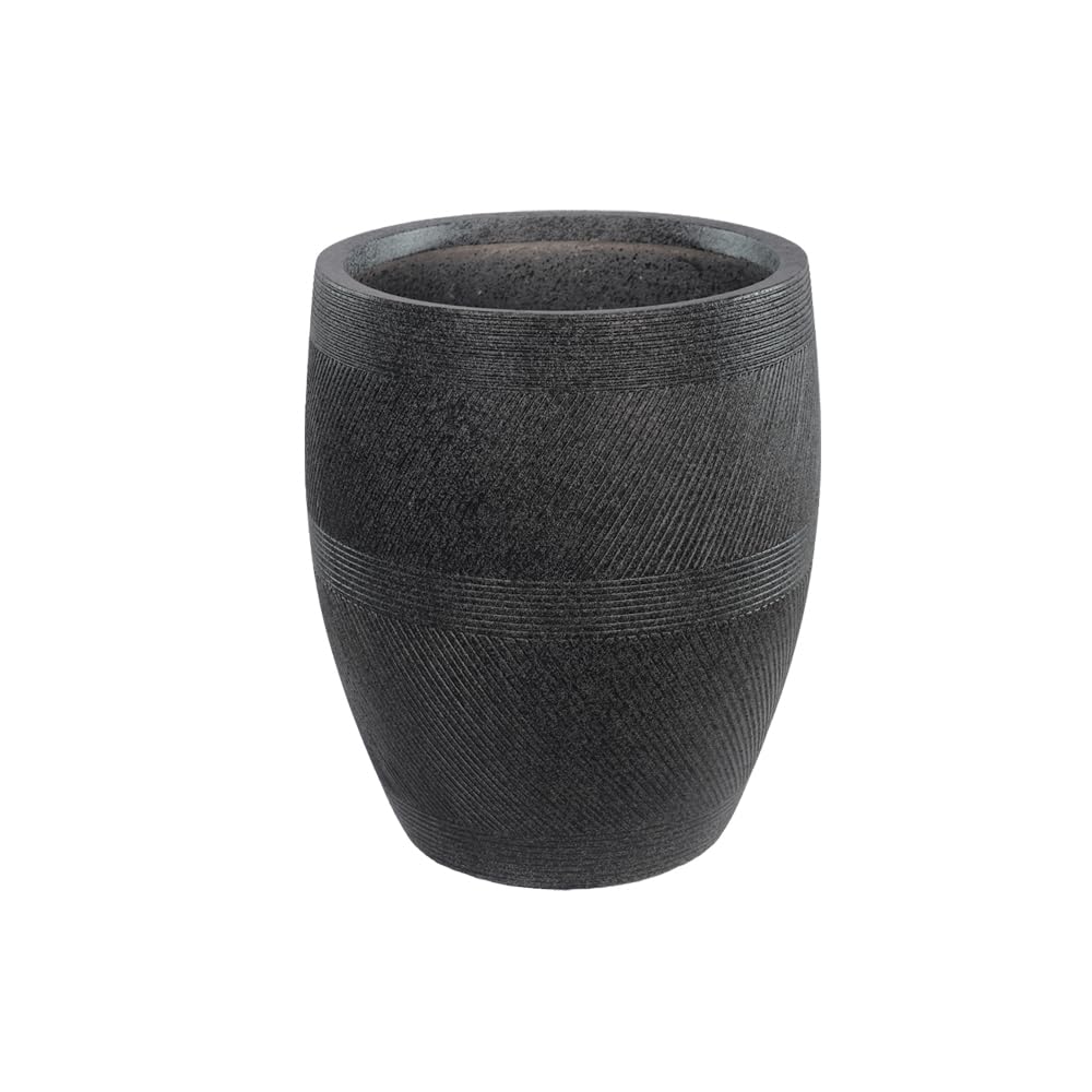 YataiConcrete Plant Pot, Minimalist Design Black Textured Planter Pot with Drainage Hole, Decorative Indoor & Outdoor Garden Pot, Lightweight & Weather-Resistant Flower Pot for Home Decor (Small)