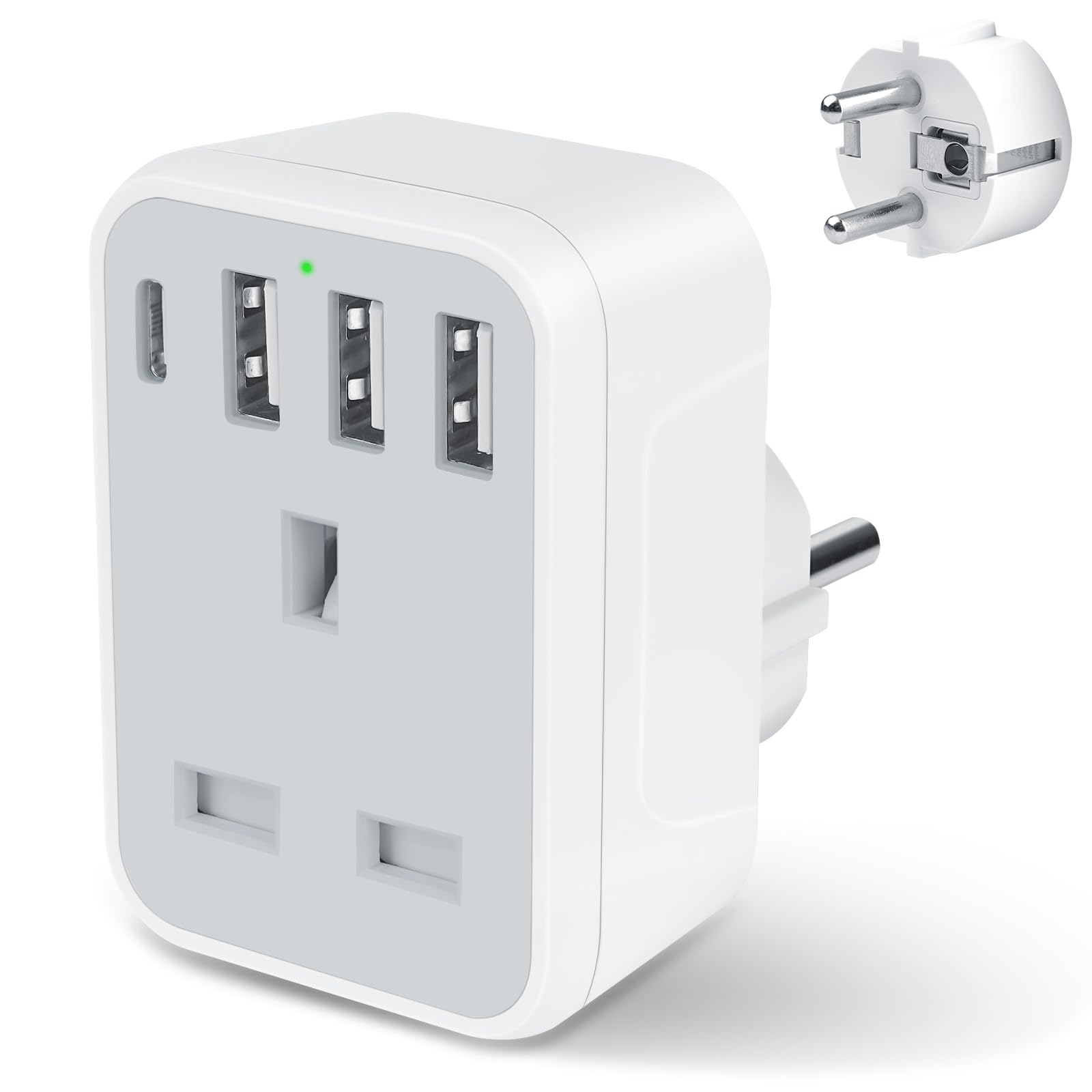 UK to EU Travel Plug Adapter