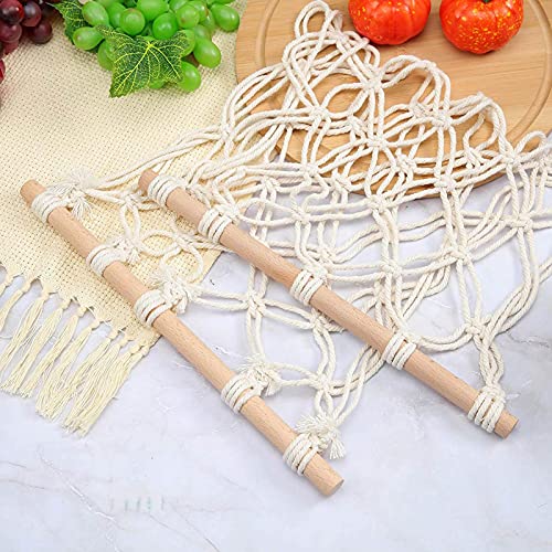 BIUDUI Fruit hangmat macramé fruit en groenten hangmat fruit hangmand onder de kast fruitopslag hangend voor de keuken… - Afbeelding 6