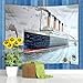 Nautical Tapestry Wall Hanging Vintage Classic Titanic Ship Ocean Scenery Watercolor Art Wall Hanging Tapestries Decor Bedroom Living Room Dorm Polyester Fabric 59.1 Inch W x 51.2 Inch L