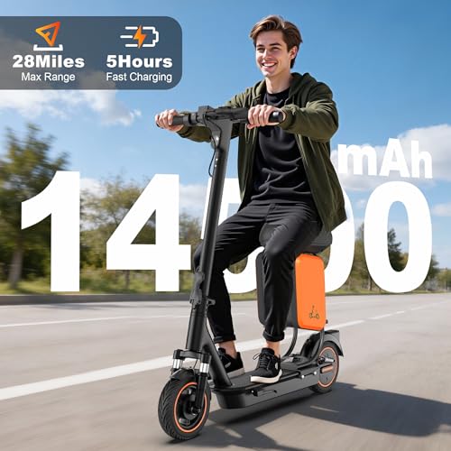 Image of Electric Scooter, 350W / 500W Motor, 19 MPH to 22MPH, 21 to 40 Miles Range, Dual Suspension, Dual Braking, App Control, Foldable Commuter E Scooter for Adults and Teens