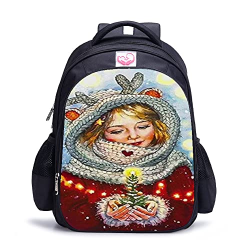 Sac à dos scolaire fille et garçon 16 pouces avec imprimé Noël 3D