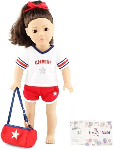 Emily Rose Ropa de muñeca de 18 pulgadas, 4 piezas de ropa de práctica de animadora de Estados Unidos, juego de animadora | Compatible con muñecas