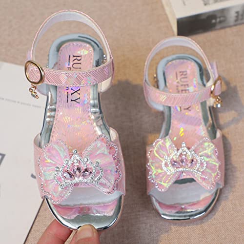 Children Shoes Fashion Thick Soles with Diamond Butterfly Sandals Summer Open Toe Student Dance Kids Flip Flops Girls (Pink, 7-8 Years Little Child)2