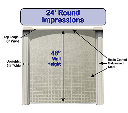 Wilbar Impressions 24-Foot Round Above-Ground Swimming Pool | 48-Inch Height | Resin Protected Steel-Sided Walls | Bundle With Bedrock Pattern 25 Gauge Overlap Liner And Widemouth Skimmer #TOP1
