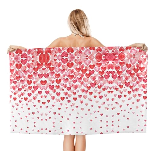 Serviette anti-sable cœurs rouges microfibre compacte séchage rapide - 3