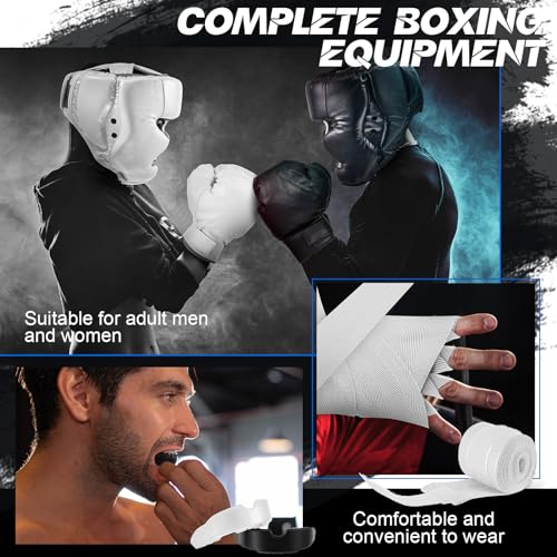 Image of Kanayu 14 Pcs Boxing Gloves and Headgear Set for Beginners Youth 16 Ounce Boxing Gloves Headgear Helmet Hand Wraps Mouth Guards Equipment for Beginners Training Equipment Gifts
