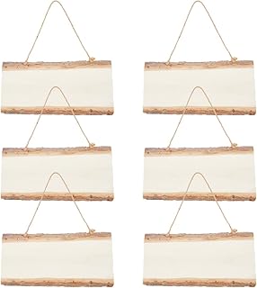 SUPERFINDINGS 6PCS Hanging Wood Signs Wood Rectangle Plaque Wooden Slice for Signs 5.1x9.8inch Plank with Live Edge Wooden Crafts for Woods Burning Painting Farmhouse Door Wall Yard Decor