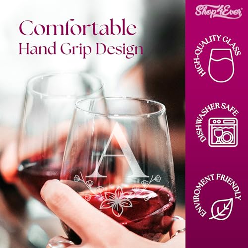 Verre à vin sans pied gravure lettre initiale A de haute précision