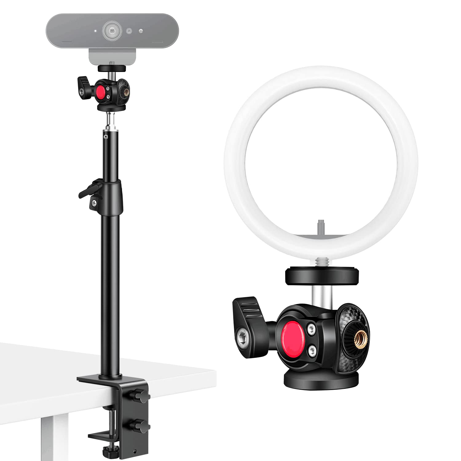 Webcam Stand for Desk Camera Mount - Flexible Desk Mount Clamp, Height & Angle Adjustable Compatible with Logitech Webcam C925e C922 C930 C920 C615 Brio 4K and Ring Light & DSLR Camera