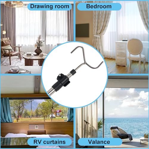 Greeily Drapery Pull Rod, Curtain Pull Rod for Curtains Drapes Telescopic Adjustable 36\" to 63\" Universal Made of Stainless Steel Material and Comfortable Sponge Handle - Thumbnail 7