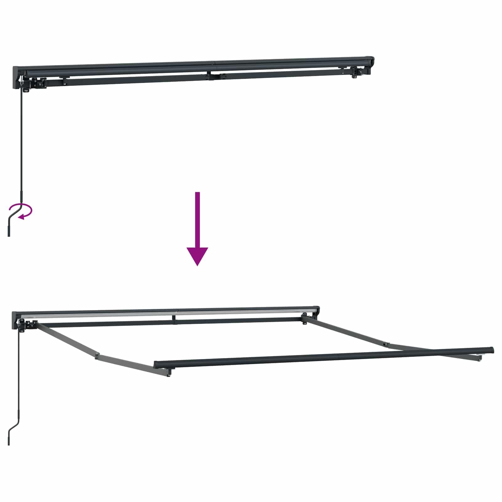300x250cm Retractable Awning with Hand Crank, Wall Mount