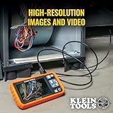 Klein Tools ET17 Utility Borescope with 5.5 mm 9.8-Foot Waterproof Gooseneck Snake, LEDs, 4.3-Inch LCD, Attachments, Endoscope Inspection Camera
