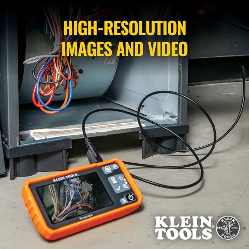 Image of Klein Tools ET17 Utility Borescope with 5.5 mm 9.8-Foot Waterproof Gooseneck Snake, LEDs, 4.3-Inch LCD, Attachments, Endoscope Inspection Camera