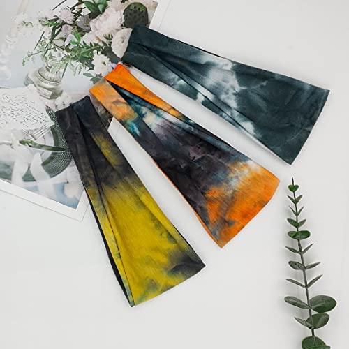Image of YONUF 6 Pack Headbands for Women, Boho Wide Head Bands & Hair Accessories | Non Slip Soft Stretch Headband, Fashion Hair Bands for Yoga, Workout, Face Wash, Makeup, Women's Head Wraps Daily Use Tie Dye