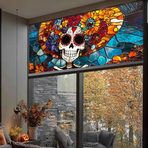 Vinilo Decorativo HOMETITUTE Calavera Día de Muertos 39.3x17.7 pulg miniatura 5