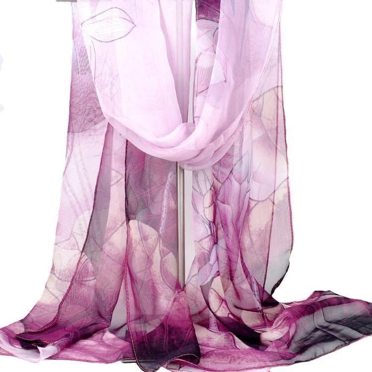 Floral-Print-Scarf for Womens - Classic-Chiffon-Wrap-Shawl Long Lightweight Sunscreen Scarf(19.6''×63'')2
