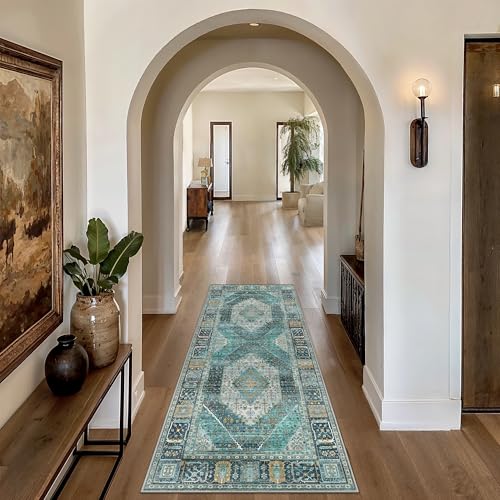 GENIMO 2x10 Non Slip Hallway Runner Rug, Machine Washable, Thin & Low Pile Lightweight for Kitchen, Laundry, Entryway, Bedroom & Living Room