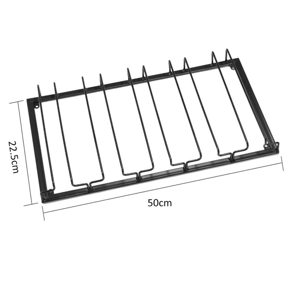 W-603 2 Stück 5 Reihige Schwarz Halterung für 10 Tassen, Metall, zum Aufhängen unter dem Schrank, für Weingläser, Sektgläser, Kelche und Stielgläser
