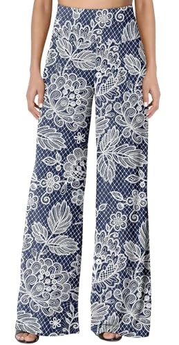 JZC Women's Palazzo Lounge Pants Stretchy Wide Leg Casual Pants Comfy High Waist Flowy Pants S-3XL