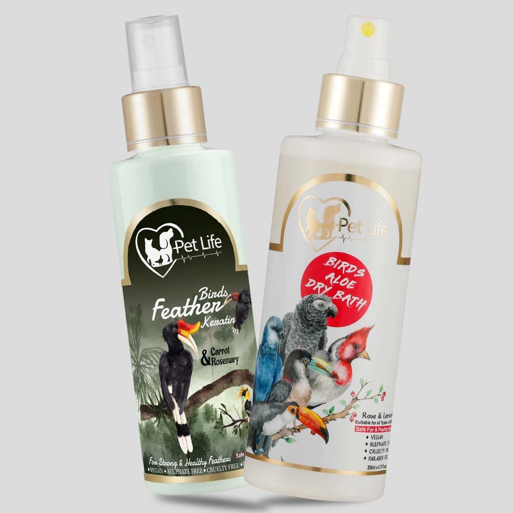 Pet Life Birds Aloe Dry Bath Shampoo 200 Ml + Birds Feather Keratin 200 Ml Waterless/Spray for Poultry Birds, Parrots, Sparrows, Pigeon - Cleaner/Shinier Coat & Strong/Healthy Feathers -All Bird Type (B0B5HTB45D) Amazon Price History, Amazon Price Tracker