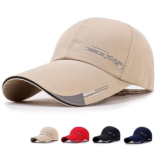 Ivedin | Gorra de Béisbol Visera Larga Hombre y Mujer | Transpirable, Ligera y Ajustable | Ideal para Golf, Running, Trucker, Tenis, Outdoor, Playa, Surf y Pesca (Kaki)
