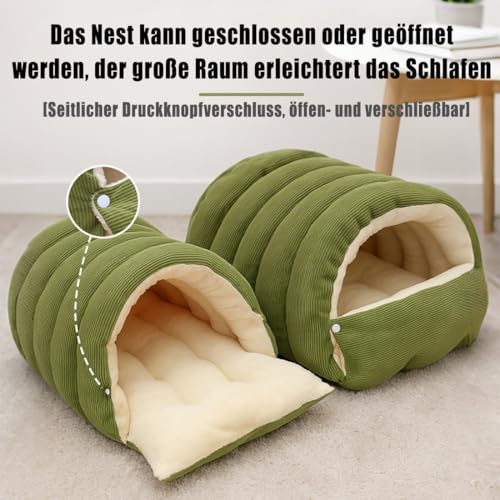 Ruileyou Abnehmbares und Waschbares, Geschlossenes Winter-Katzenbett, Mit abnehmbarem Kissen, geeignet für kleine Katzen und Hunde (Hellbeige, M（45 x 30 x 19 cm）)