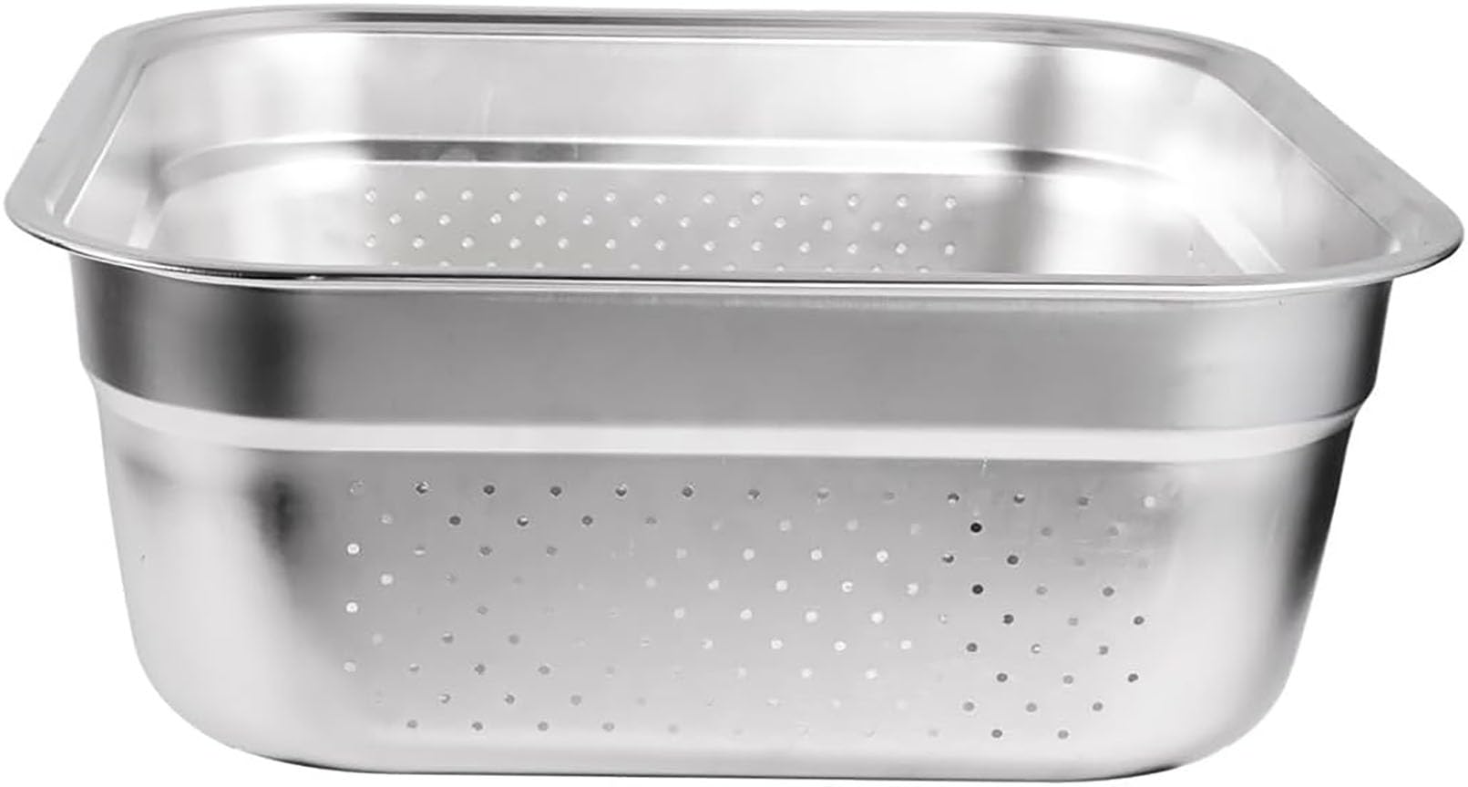 Generisch Sieb Edelstahl Quadratisch Groß, Küchensieb Nudelsieb Seiher mit gleichmäßiger Perforation, Abtropfsieb für Gemüse Obst Reis, Breiter Glatter Rand, Küche