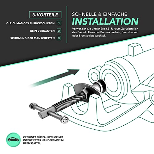 TRESKO 22 tlg Bremskolbenrücksteller Set - Rückstellwerkzeug zum Zurückstellen des Bremskolben, KFZ-Werkzeug, universell