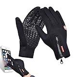Ytuomzi Winter Gloves Touch Screen Warm Gloves Cold Weather Windproof Cycling Driving Riding Bike Telefingers Thermal Gloves Non-Slip Silicone Gel Adjustable Full Finger Mittens (Black, Medium)