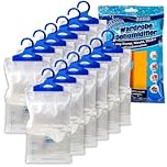 ANSIO® Wardrobe Dehumidifier Disposable Hanging Bags Pack of 12 Room Moisture Absorber Condensation Remover for Damp, Mould in Home, Bathroom, Window, House, Kitchen, Bedroom Interior Traps