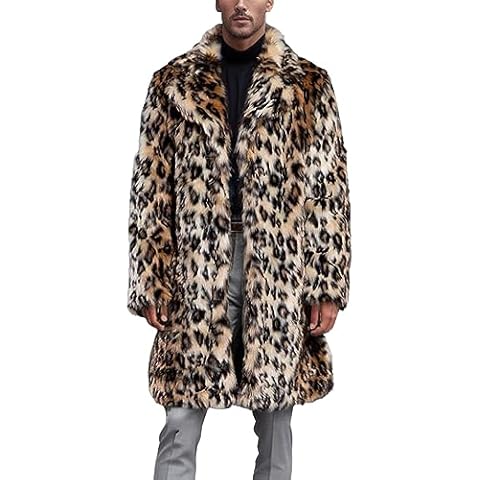 Men's Long Faux Fur Winter Coat Cover