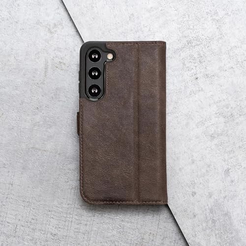 Funda de piel Samsung Galaxy A57 tipo libro con cartera marrón chocolate 6
