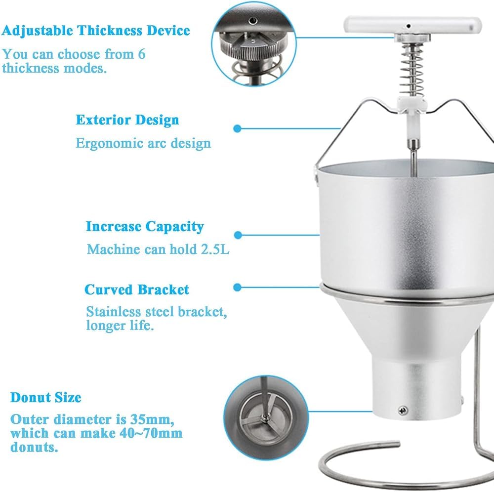 Mini Donut Maker - Manueller Teigspender mit einstellbarer Dicke für perfekte Donuts - Edelstahlkonstruktion