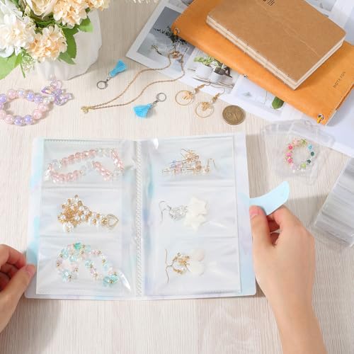 CREATCABIN Schmuckaufbewahrungsbuch Schmuck Organizer Buch Reise Schmuck Organizer Etui 40Seite 120Taschen Mit Transparenten PVC Schmuckbeuteln Ohrring Ringe Halsketten Organizer Für Reisen 12.5x10cm